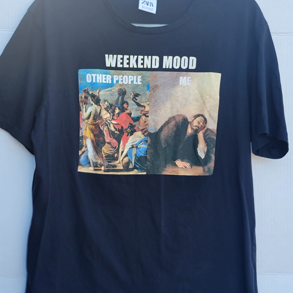 Zara Weekend Mood Graphic Tee - Black - Picture 3 of 5